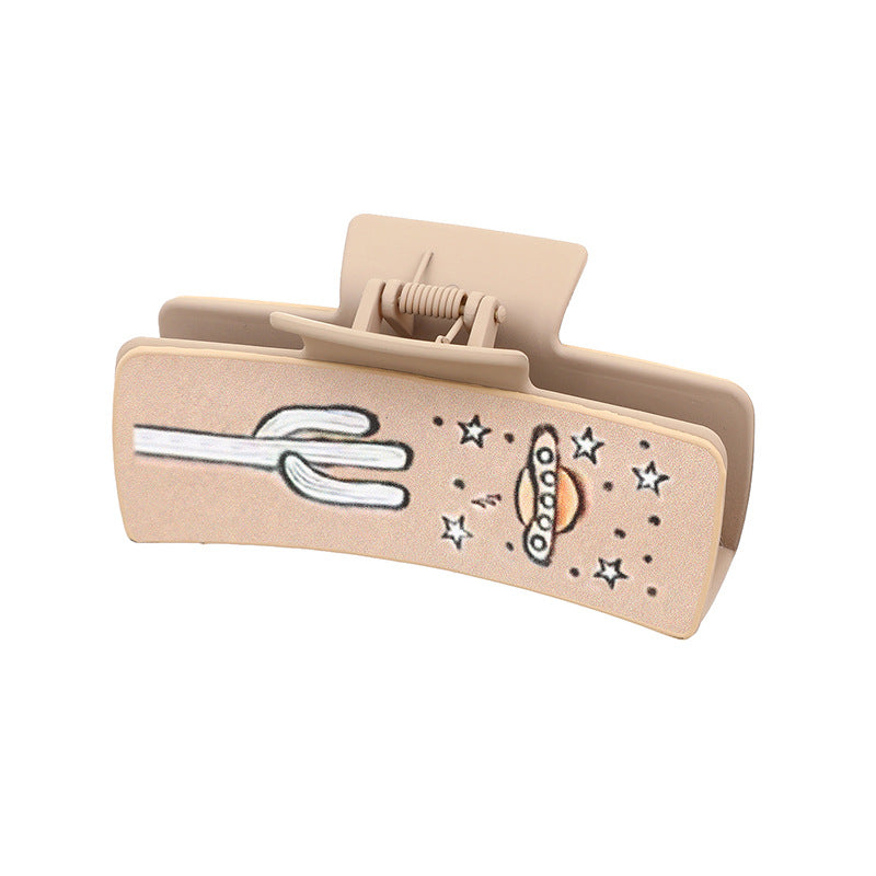 Wholesale Western Denim Wind Cactus Leather Women's Hairpin Grab Clip Shark Clip
